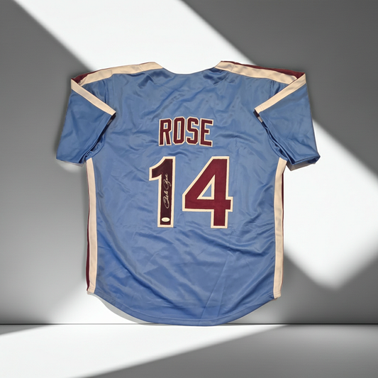 Pete Rose of the Philadelphia Phillies signed baseball jersey JSA COA