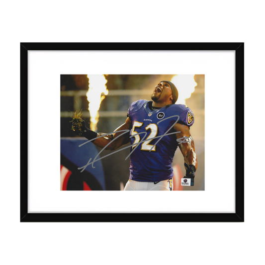 Ray Lewis Baltimore Ravens Autographed 8x10 Photo coa W/Frame