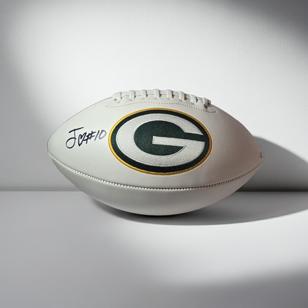 Jordan Love of the Green Bay Packers signed full size logo football PAAS COA