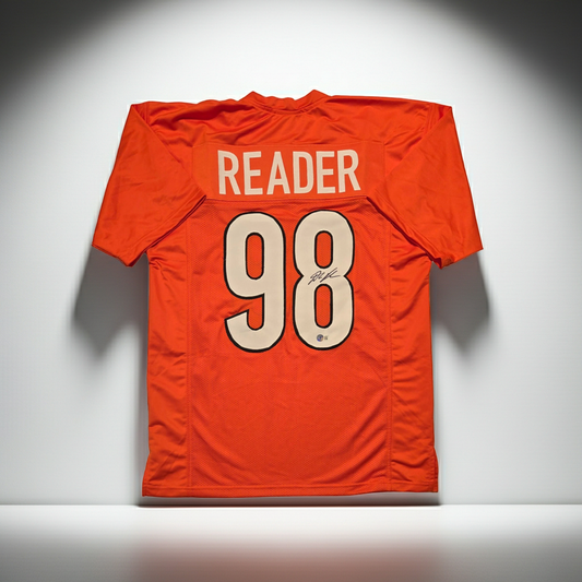 D. J. Reader of the Cincinnati Bengals autographed football jersey Beckett Holo Sticker (XL)