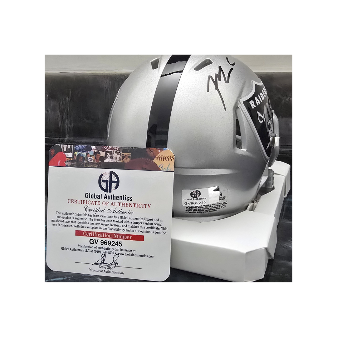 Maxx Crosby Las Vegas Raiders Autographed Riddell Mini-Helmet coa