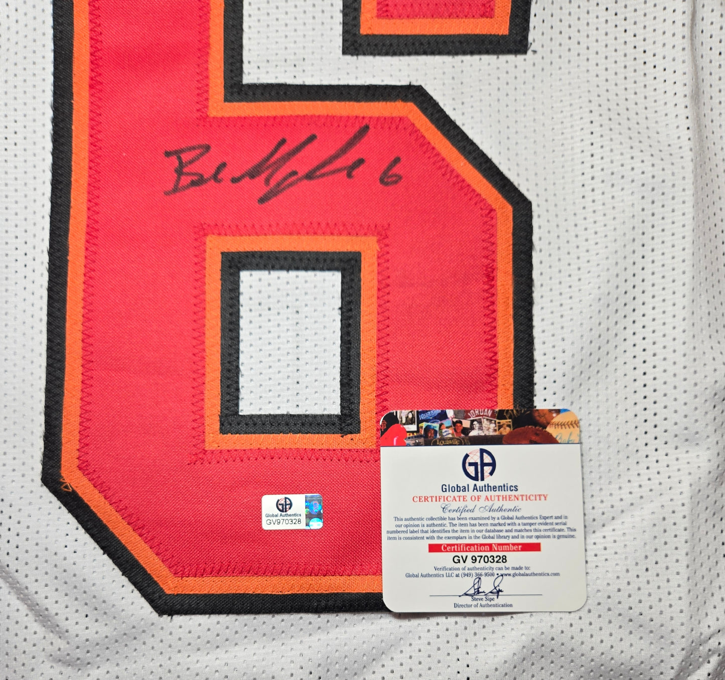 Baker Mayfield Tampa Bay Buccaneers Autographed White Jersey COA (XL)