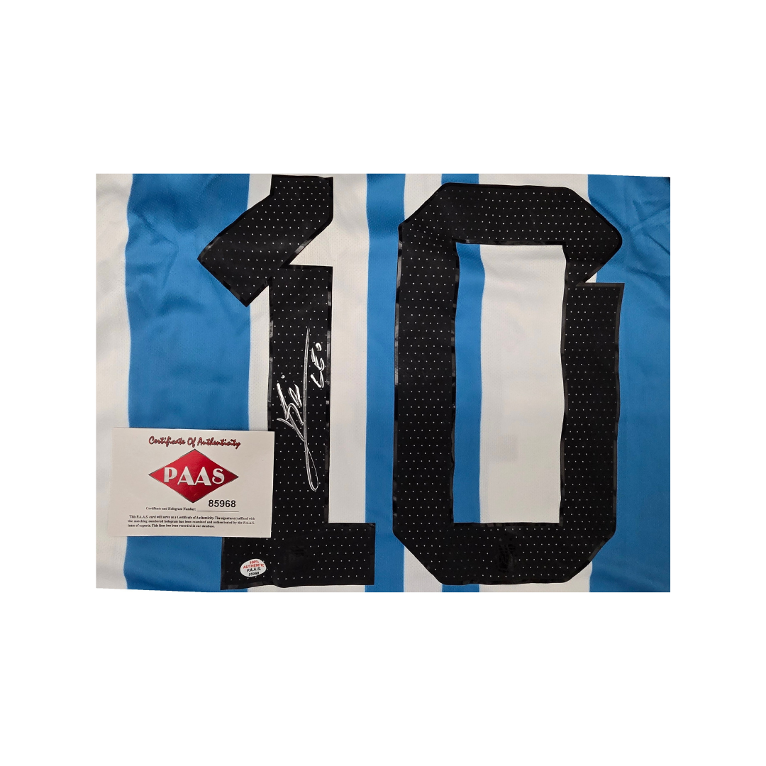 Leo Messi of Argentina autographed soccer jersey With COA