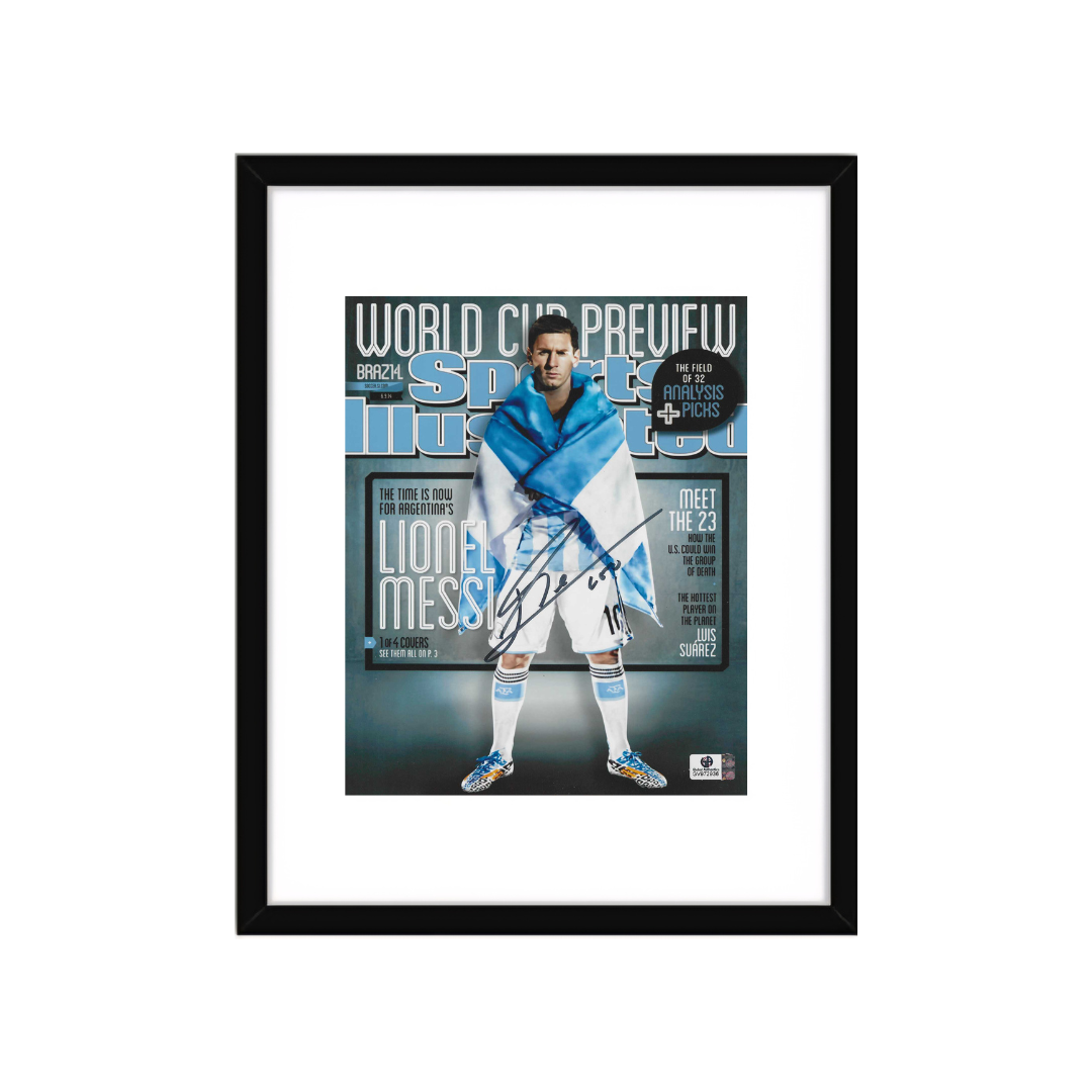 Lionel Messi Argentina Autographed 8x10 SI Cover Photo coa W/Frame - Fan Freaks