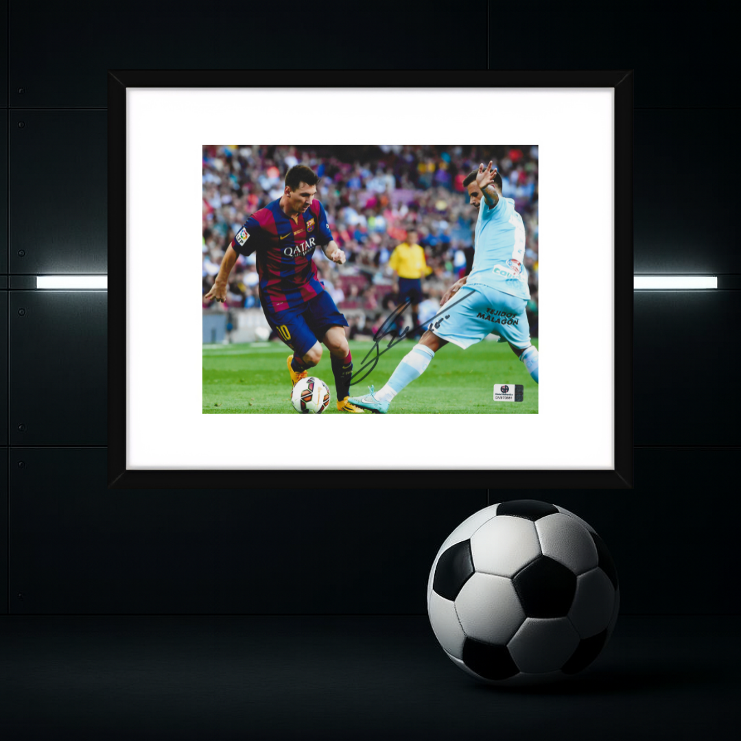 Lionel Messi FC Barcelona Autographed 8x10 Photo coa W/Frame