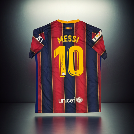 Lionel Messi F.C. Barcelona Autographed 2020-21 Nike Home Soccer Jersey coa