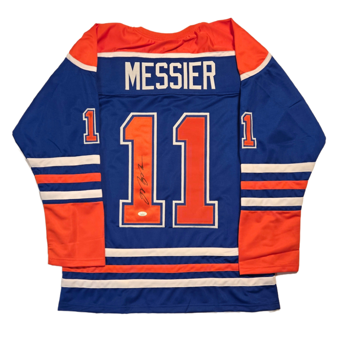 Autographed Mark Messier Edmonton Blue Hockey Jersey JSA COA