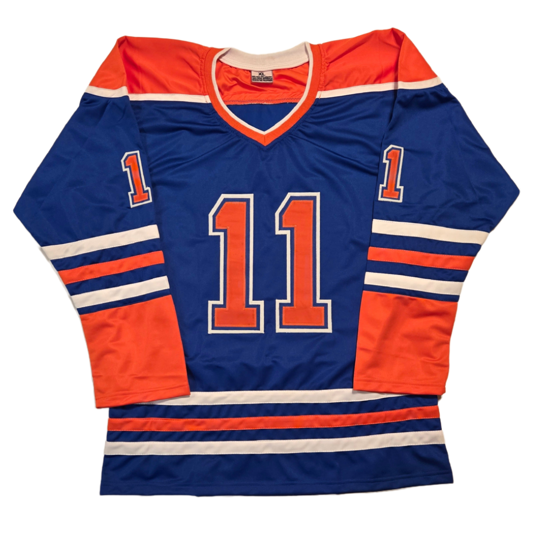 Autographed Mark Messier Edmonton Blue Hockey Jersey JSA COA