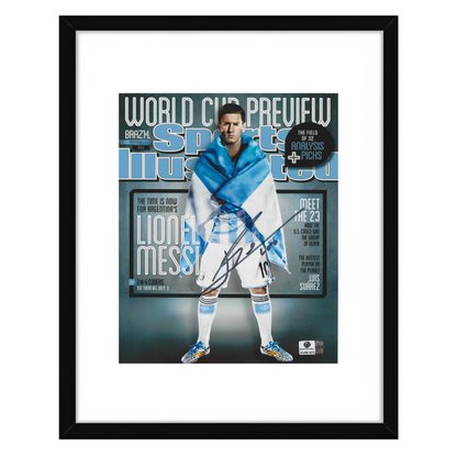 Lionel Messi Argentina World Cup autographed 8x10 photograph displayed in frame