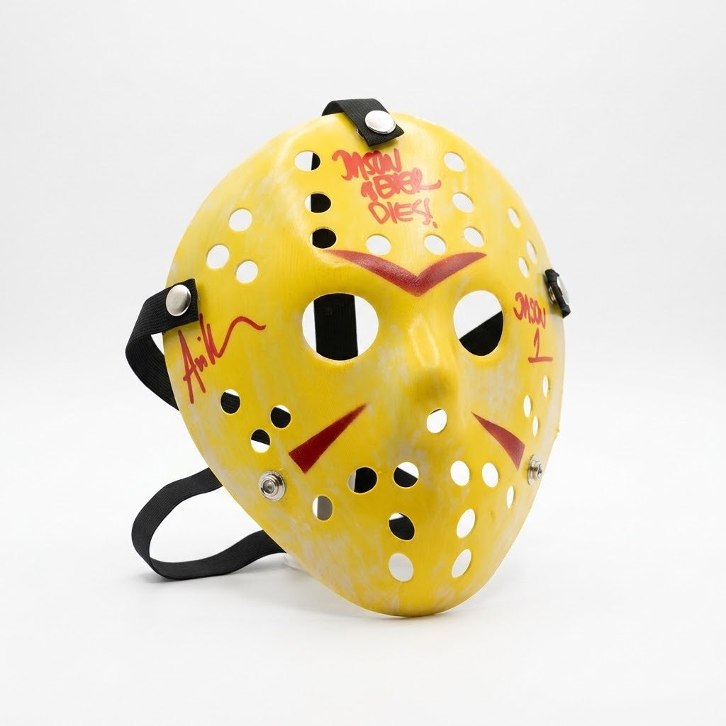 Ari Lehman JASON Friday the 13th Autographed & Inscribed Yellow Mask JSA coa