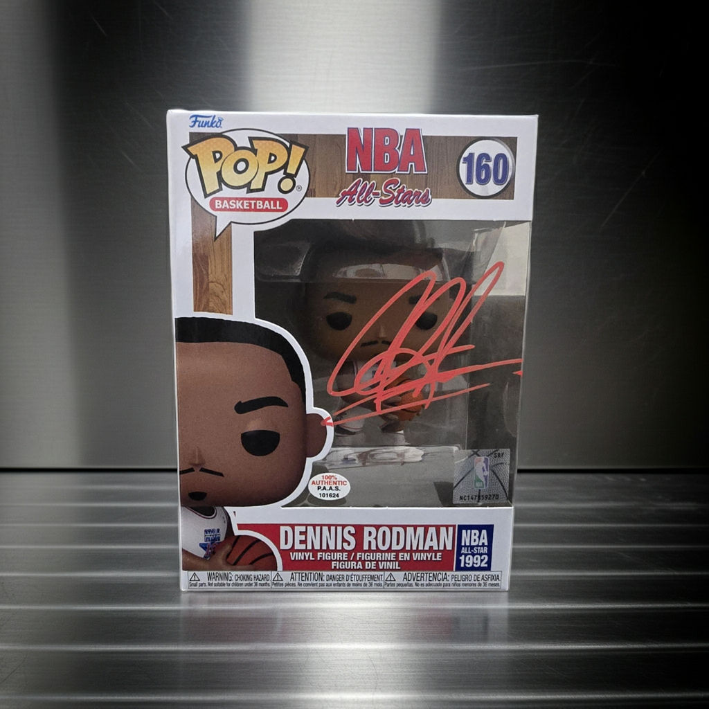 Dennis Rodman of the Chicago Bulls signed NBA All Star Funko Pop COA