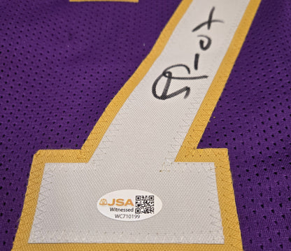 Authentication photo accompanying Lamar Odom signed Lakers custom jersey, JSA hologram WC710199