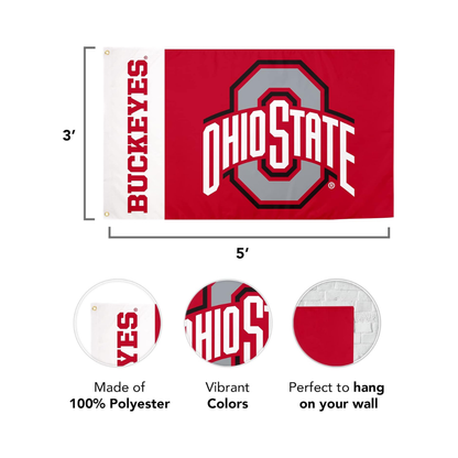 Ohio State Buckeyes 3x5 foot flag, third product photograph