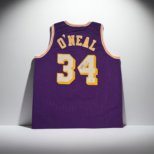 Shaquille O'Neal Los Angeles Lakers Autographed Basketball Jersey coa (XL)