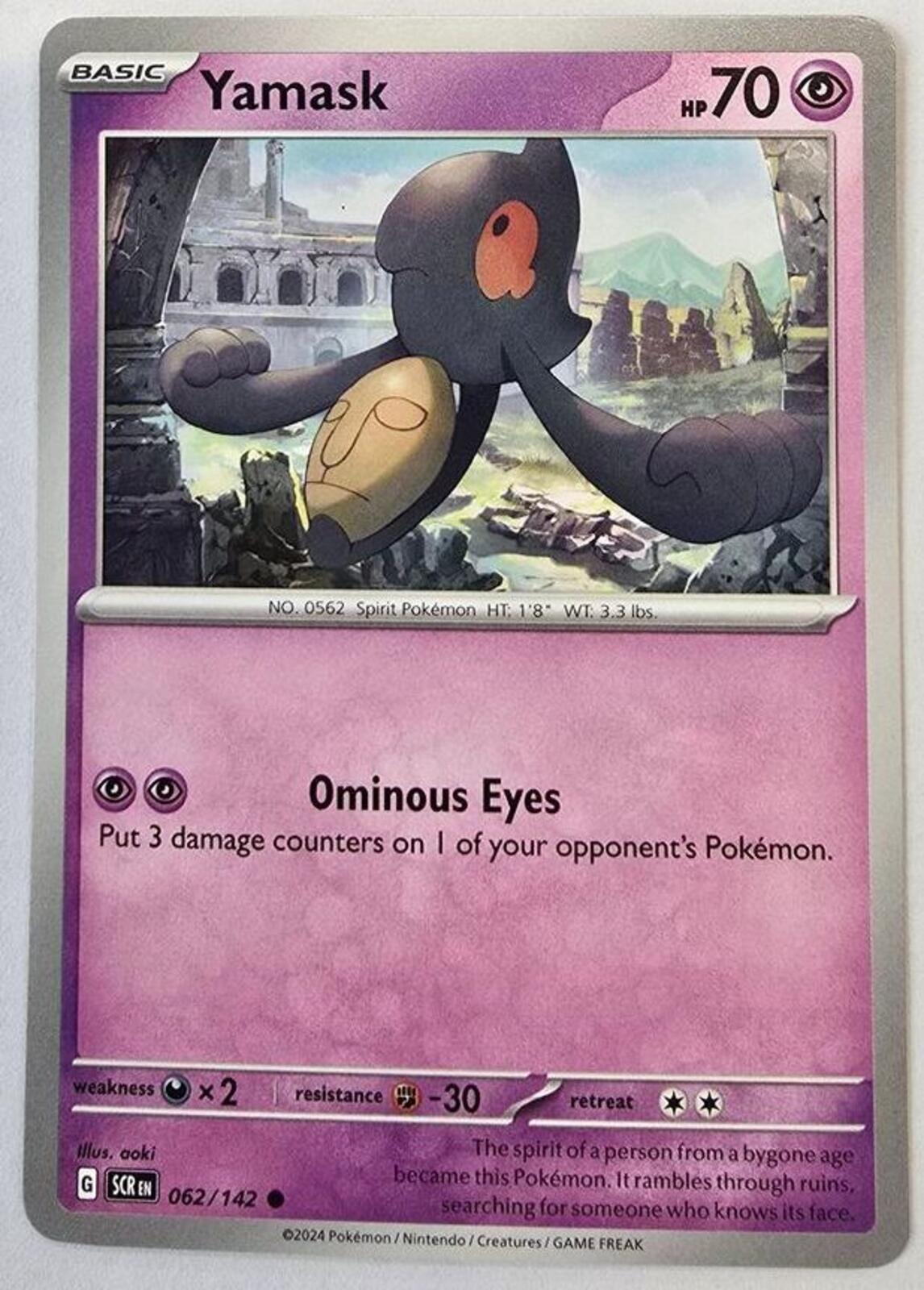 Yamask Pokémon card from Stellar Crown