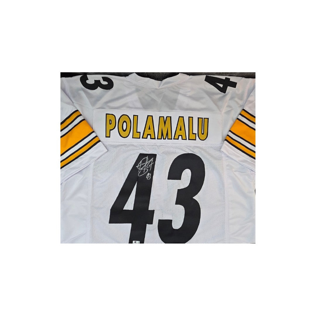 Troy Polamalu Pittsburgh Steelers Autographed Football Jersey coa White