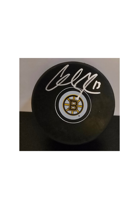Charlie Coyle Boston Bruins Autographed Hockey Puck With COA - Fan Freaks