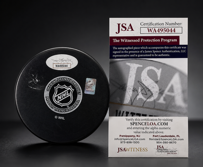 JSA certificate of authenticity pictured for Shawn Thornton Boston Bruins autographed hockey puck