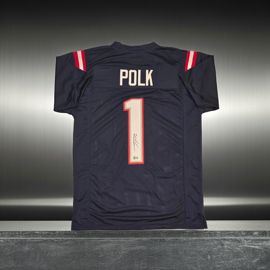Ja'Lynn Polk New England Patriots Autographed Football Jersey Beckett Hologram(XL)