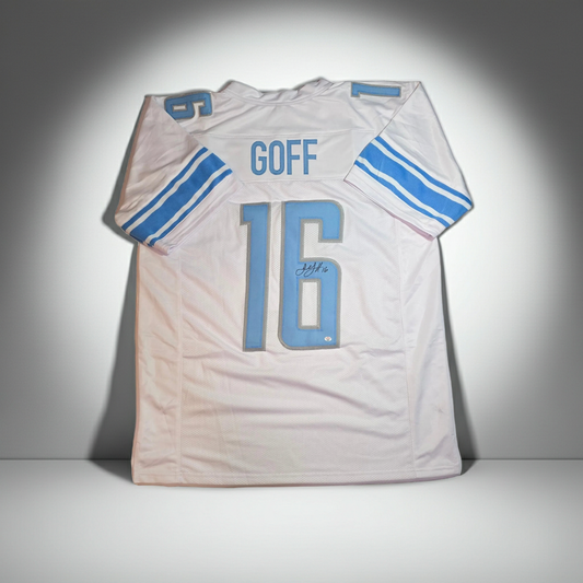 Jared Goff of the Detroit Lions autographed football jersey COA (XL)
