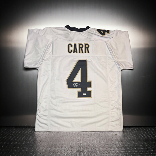 Derek Carr New Orleans Saints Autographed White Football Jersey coa (XL)