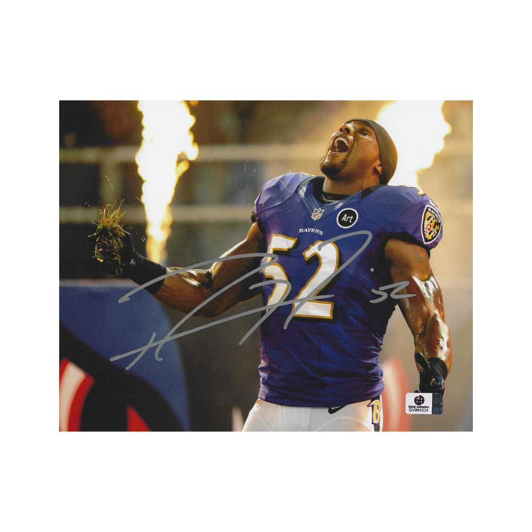 Ray Lewis Baltimore Ravens Autographed 8x10 Photo coa W/Frame