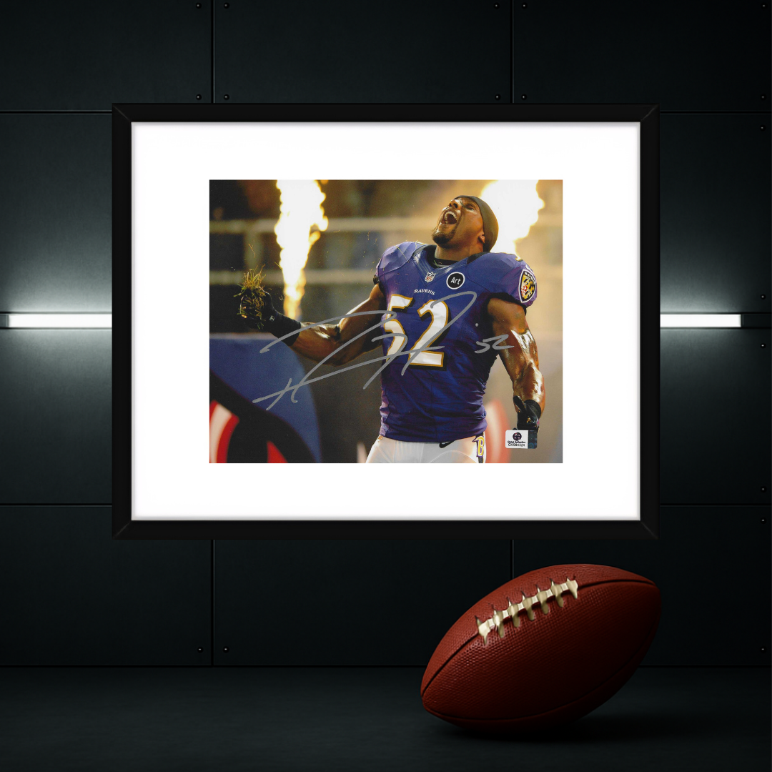Ray Lewis Baltimore Ravens Autographed 8x10 Photo coa W/Frame
