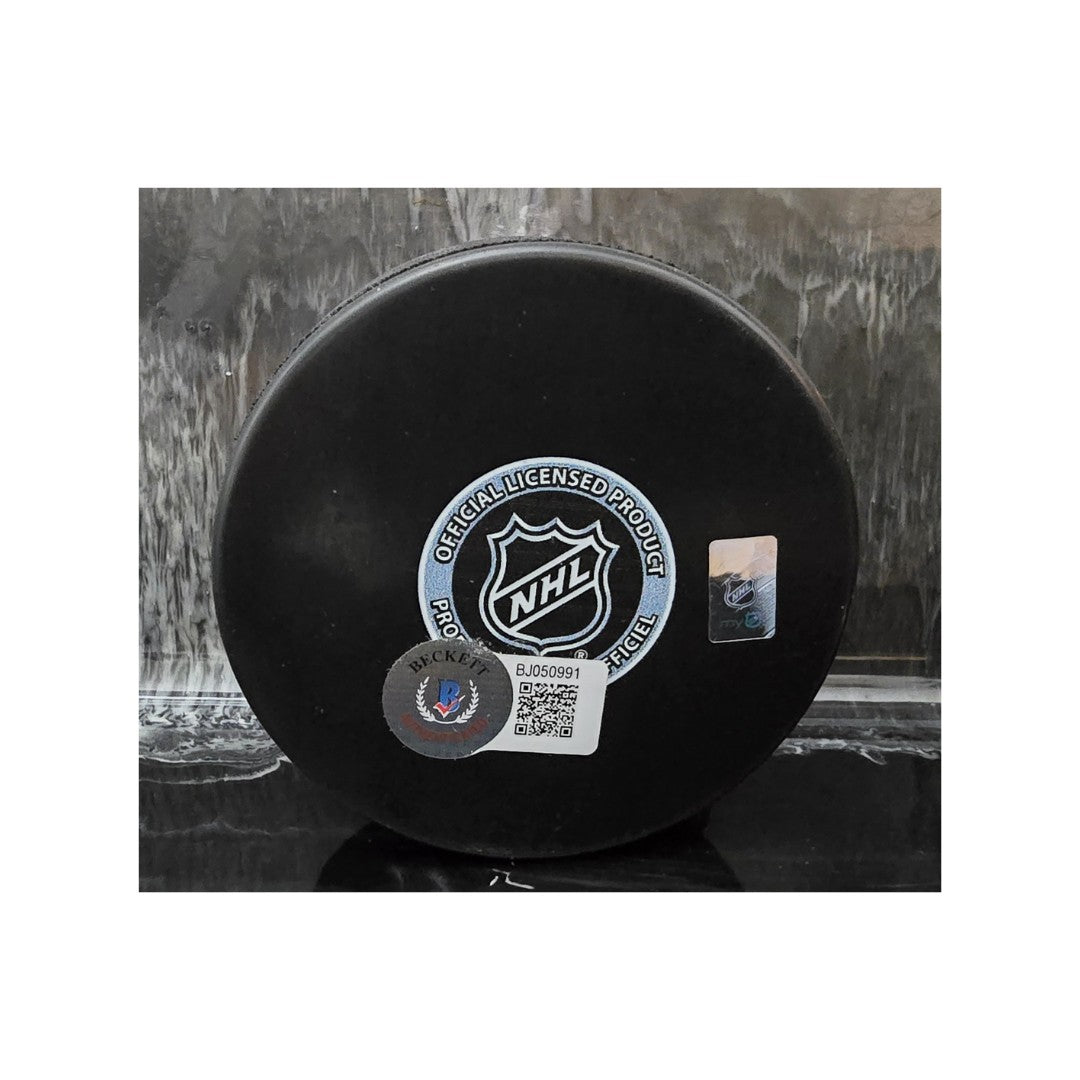 Reid Boucher New Jersey Devils Autographed Hockey Puck Beckett Hologram