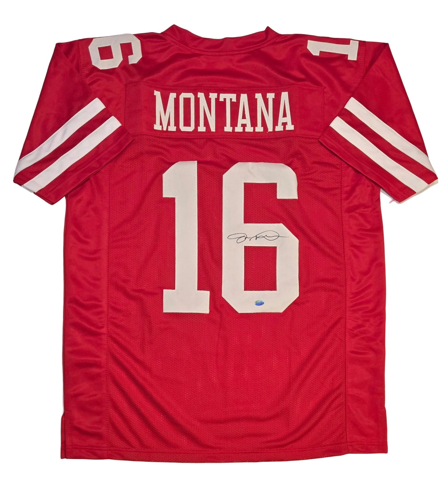 Joe Montana of the San Francisco 49ers signed football jersey COA (XL)