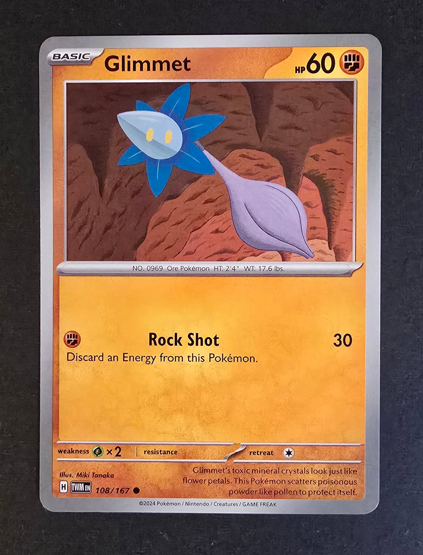 Glimmet Pokémon card (#108/167) Scarlet & Violet:Twilight Masquerade