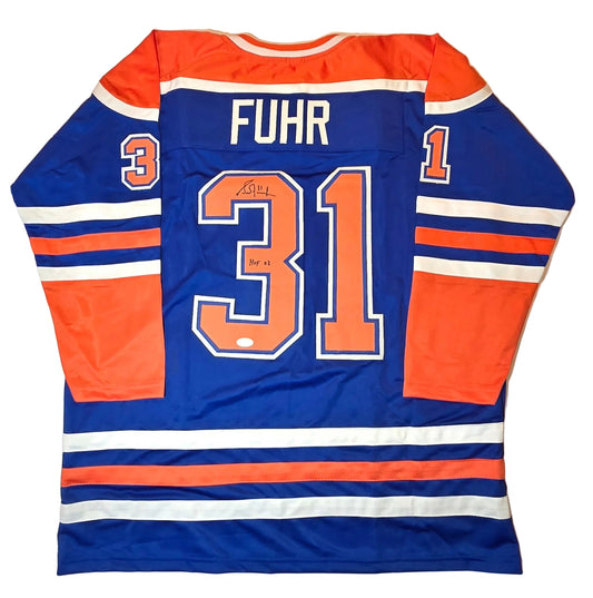 Grant Fuhr Edmonton Oilers Autographed And Inscribed Hockey Jersey