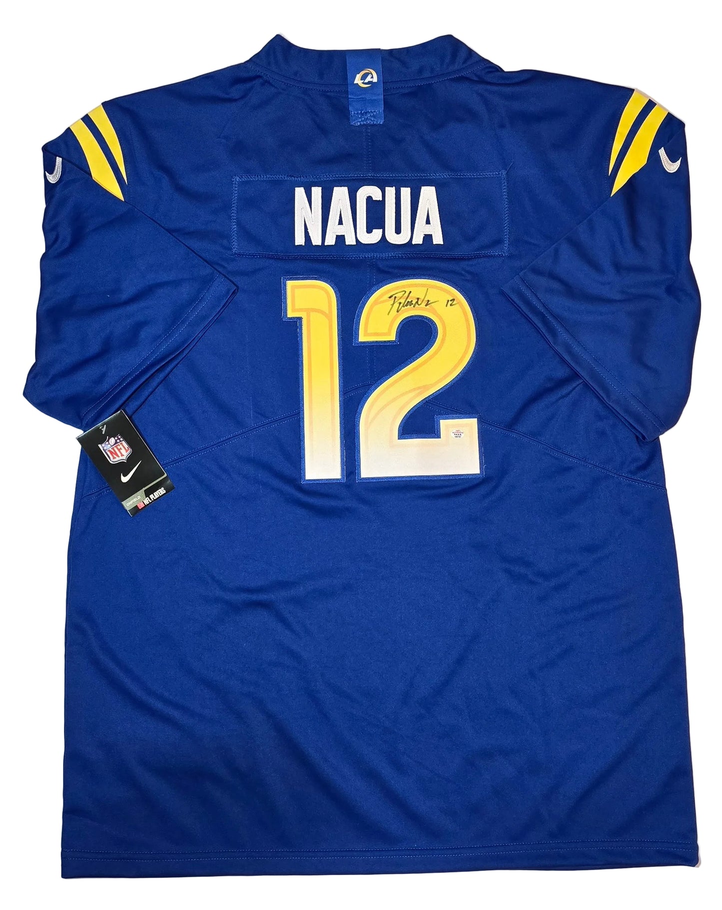 Puka Nacua LA Rams autographed football jersey COA (XL)