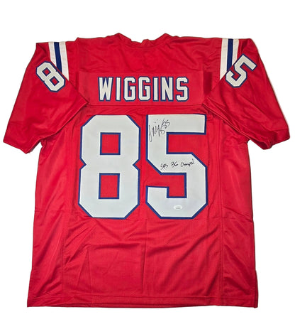 Jermaine Wiggins New England Patriots autographed red football jersey, alternate product image