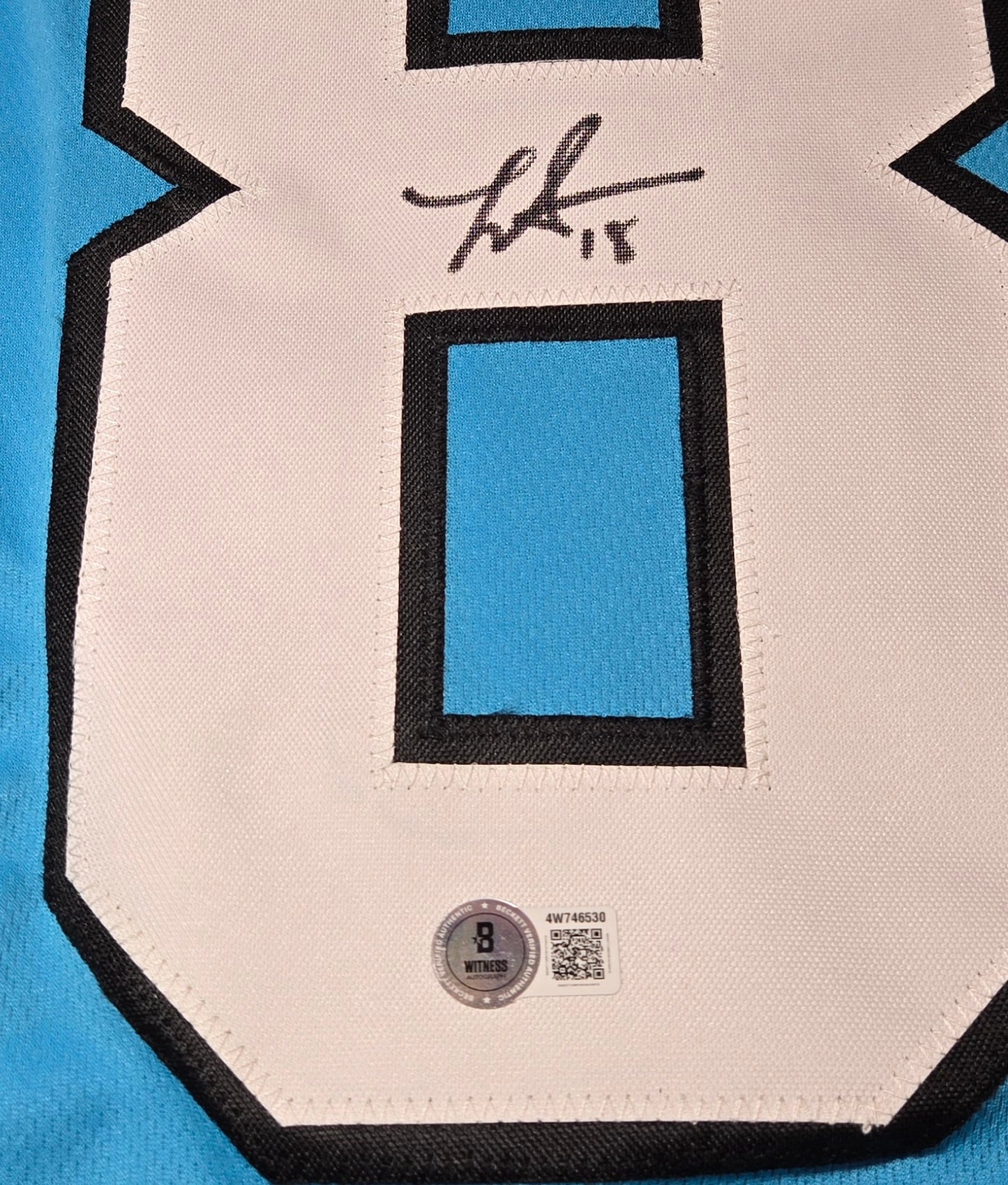 Jalen Coker Carolina Panthers Autographed Football Jersey Beckett Hologram