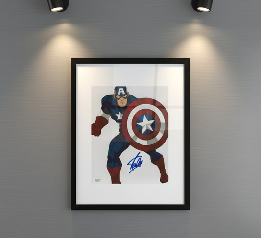 Stan Lee "Captain America" autographed 8x10 photo COA W/Frame