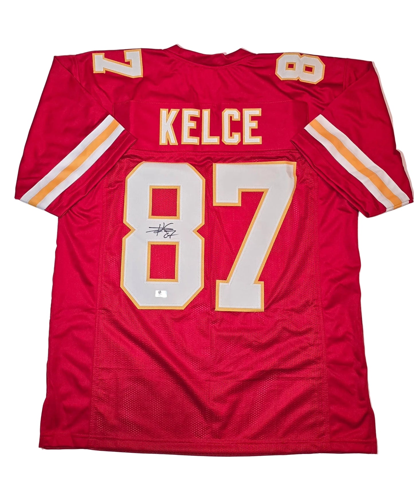 Travis Kelce Kansas City Chiefs Autographed Custom Football Jersey coa (XL)