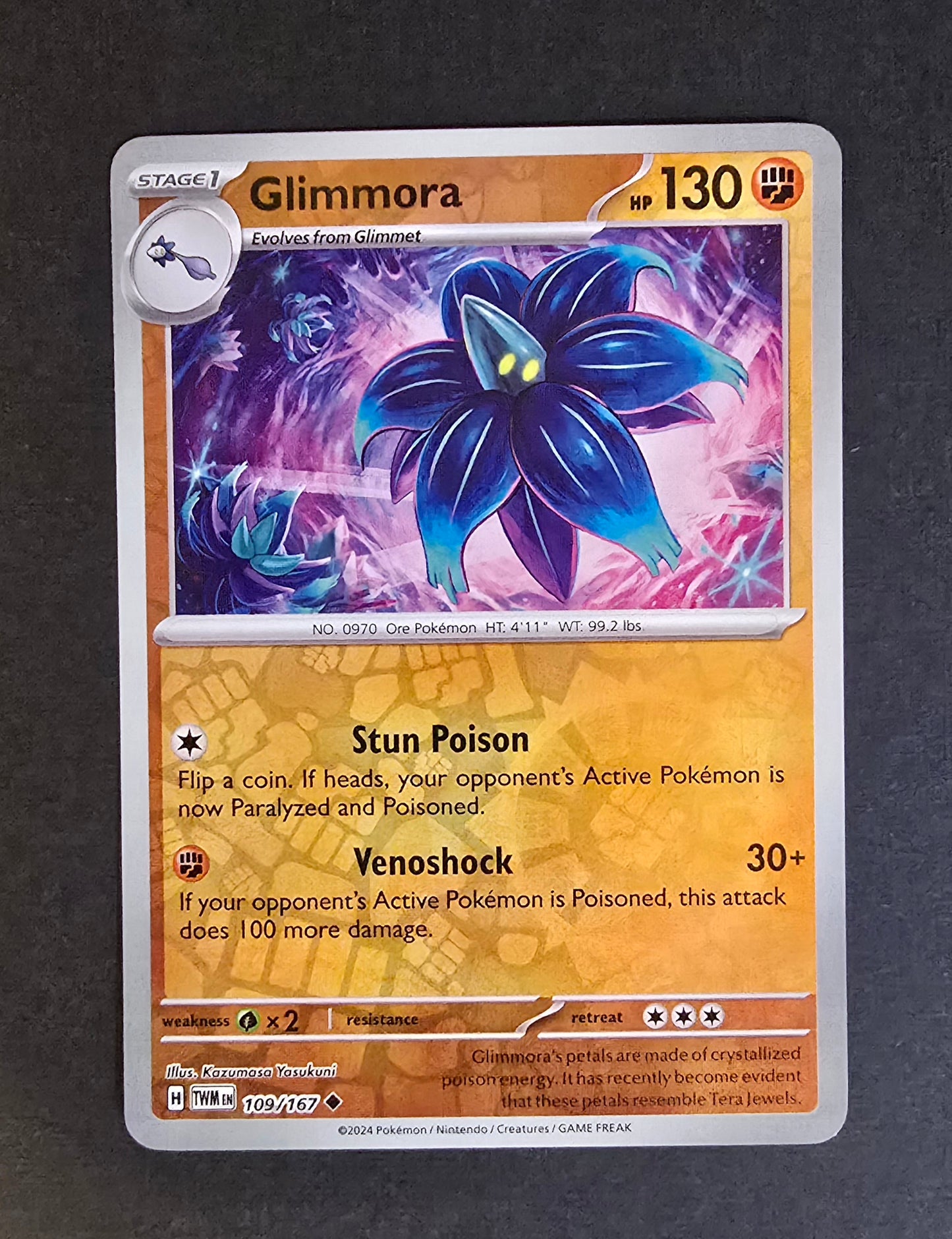 Glimmora card (109/167) from the Pokémon TCG: Scarlet & Violet—Twilight Masquerade