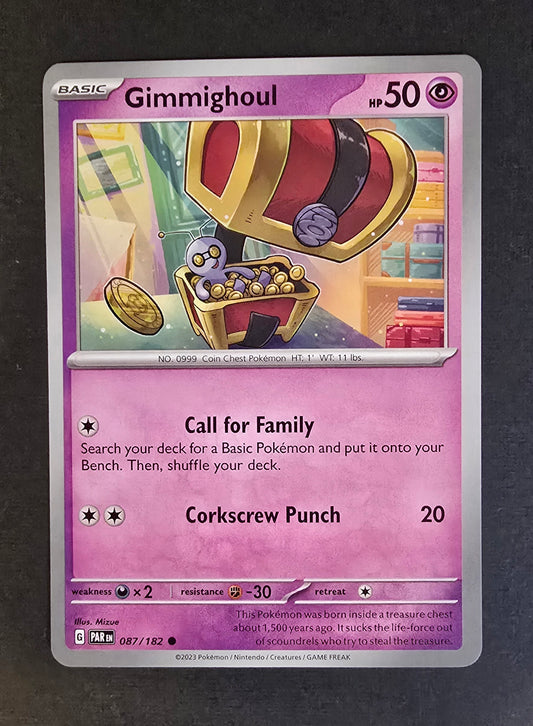 Gimmighoul Pokémon Card from the Paradox Rift expansion set.
