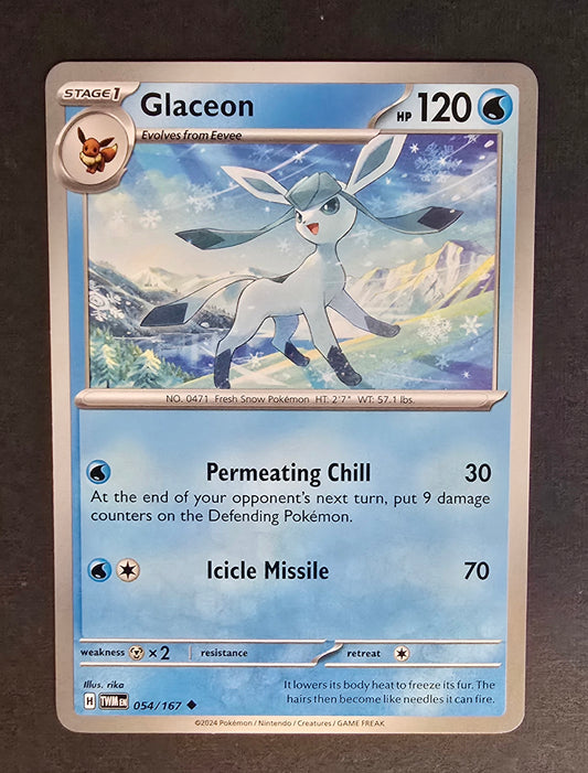 Glaceon Pokémon Card, Twilight Masquerade expansion set.