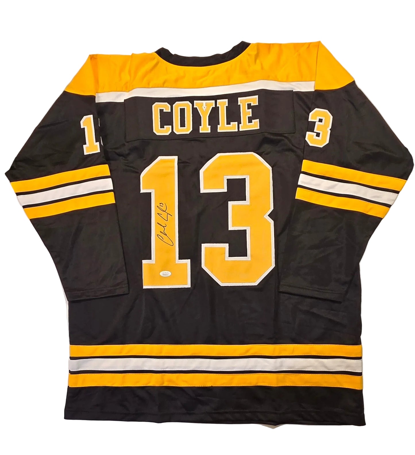 Charlie Coyle Boston Bruins Autographed Custom Hockey Black Jersey coa