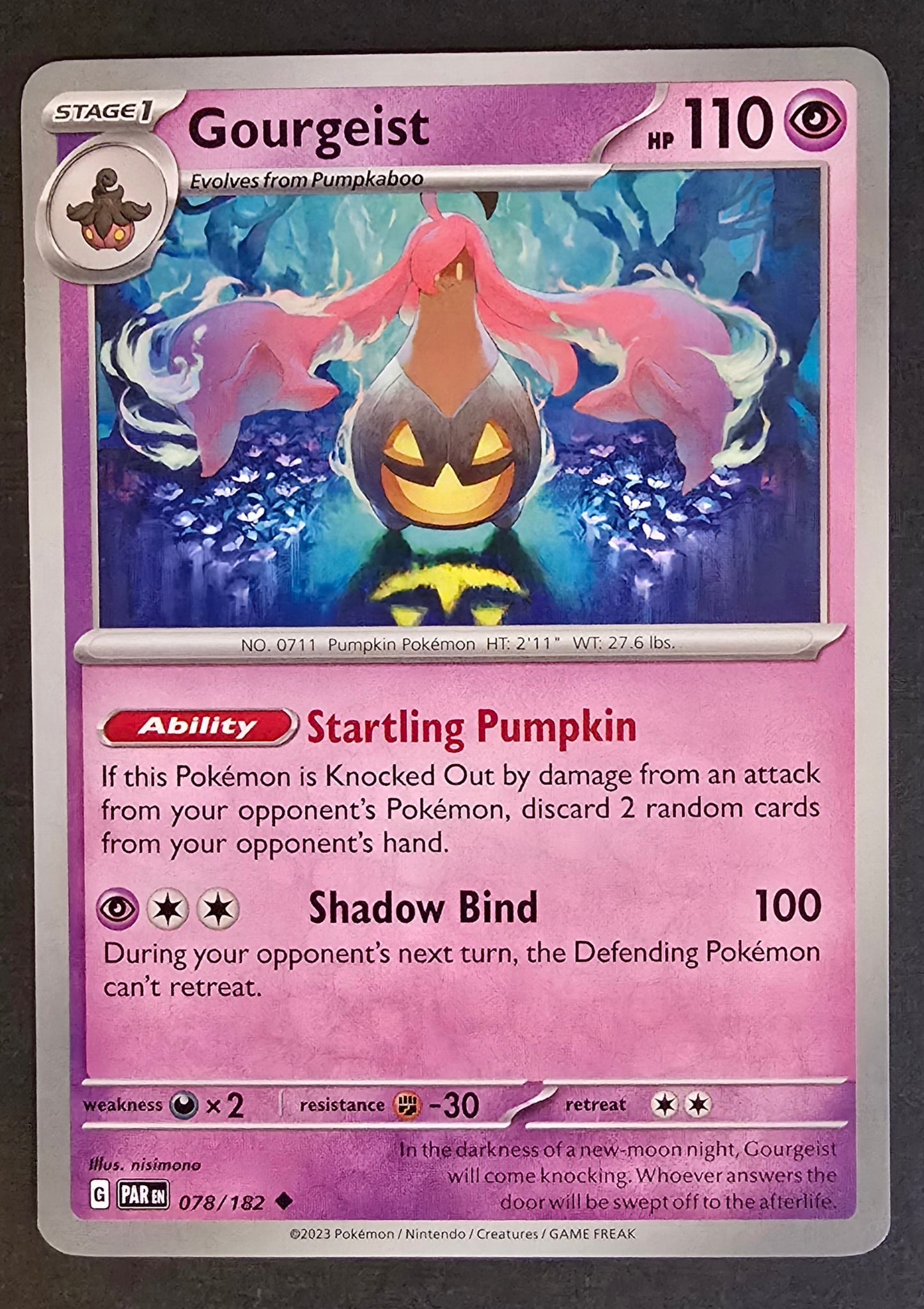 Gourgeist Pokémon card from the Scarlet & Violet—Paradox Rift expansion.