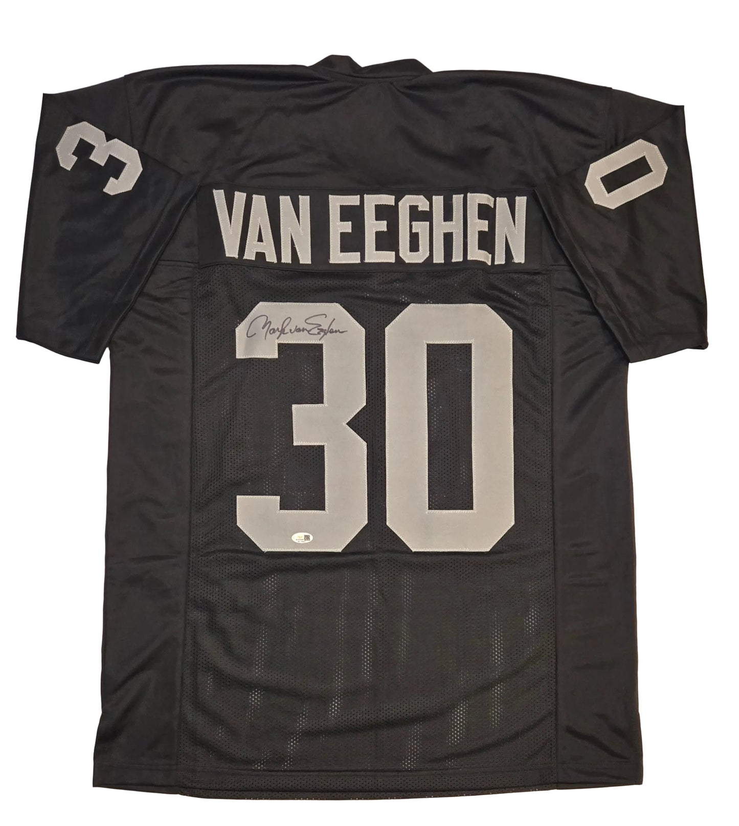 Mark Van Eeghan Oakland Raiders Autographed Custom Football Jersey Hologram (XL)