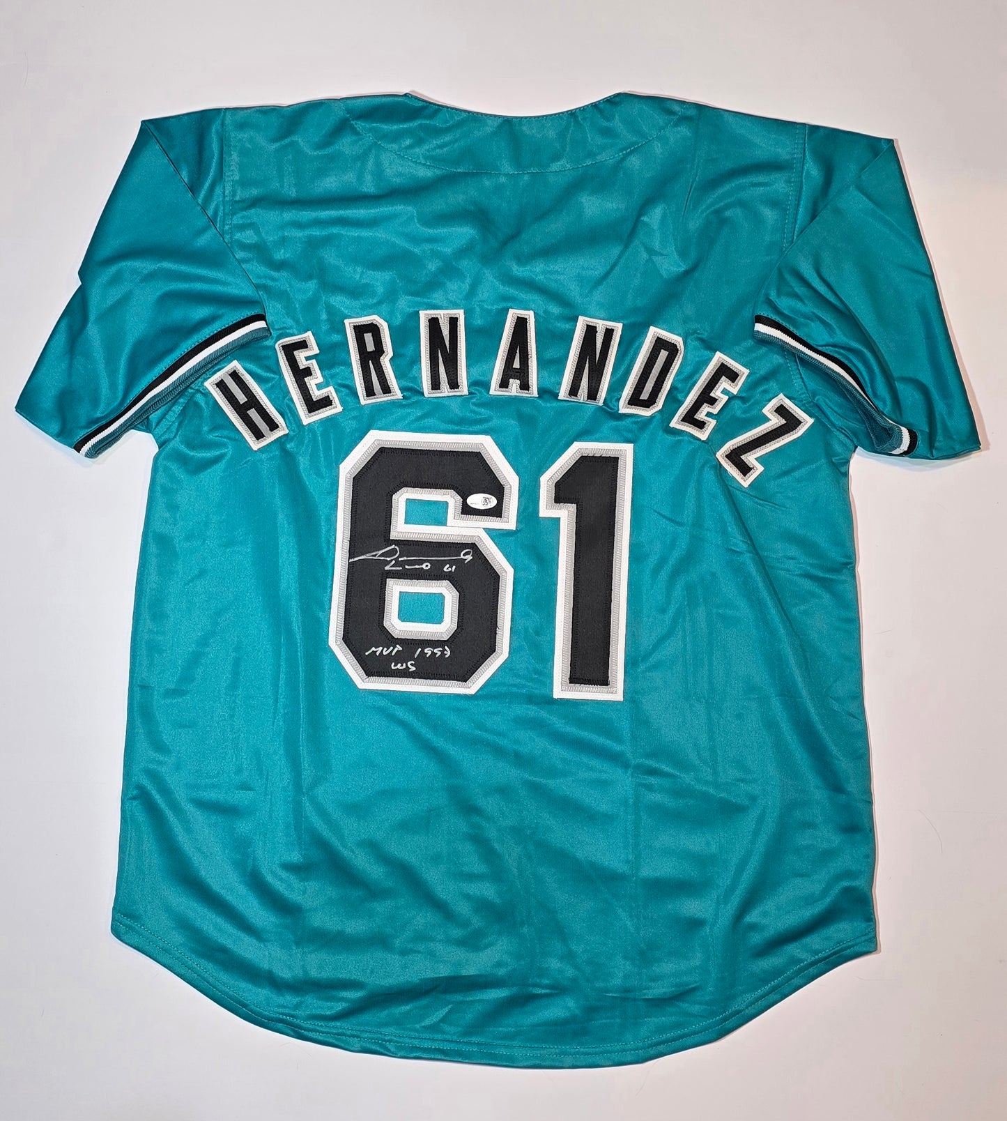 Livan Hernandez Florida Marlins Autographed & Inscribed Jersey JSA Witnessed QR Code Hologram