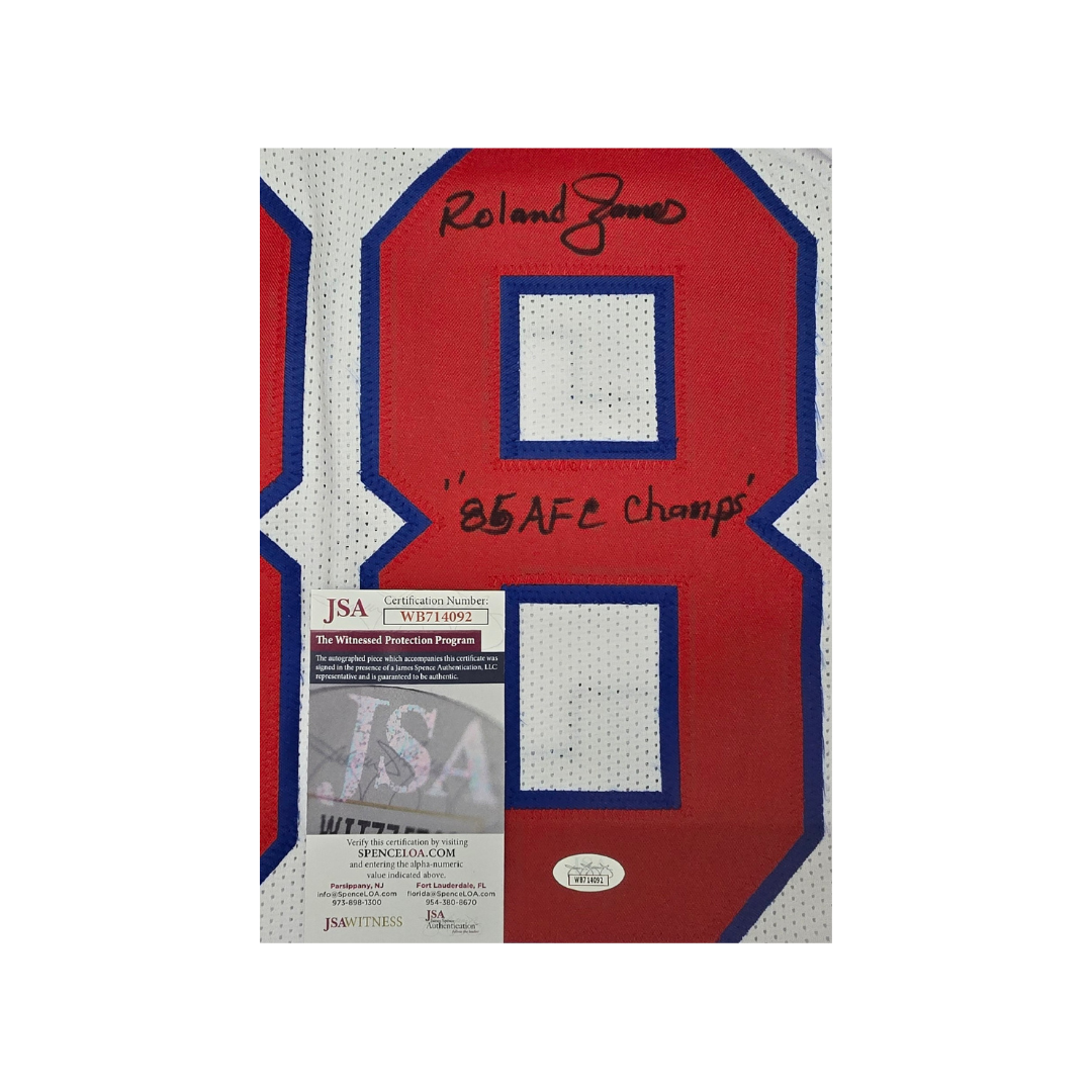 Roland James New England Patriot Signed White Football Jersey coa - Fan Freaks