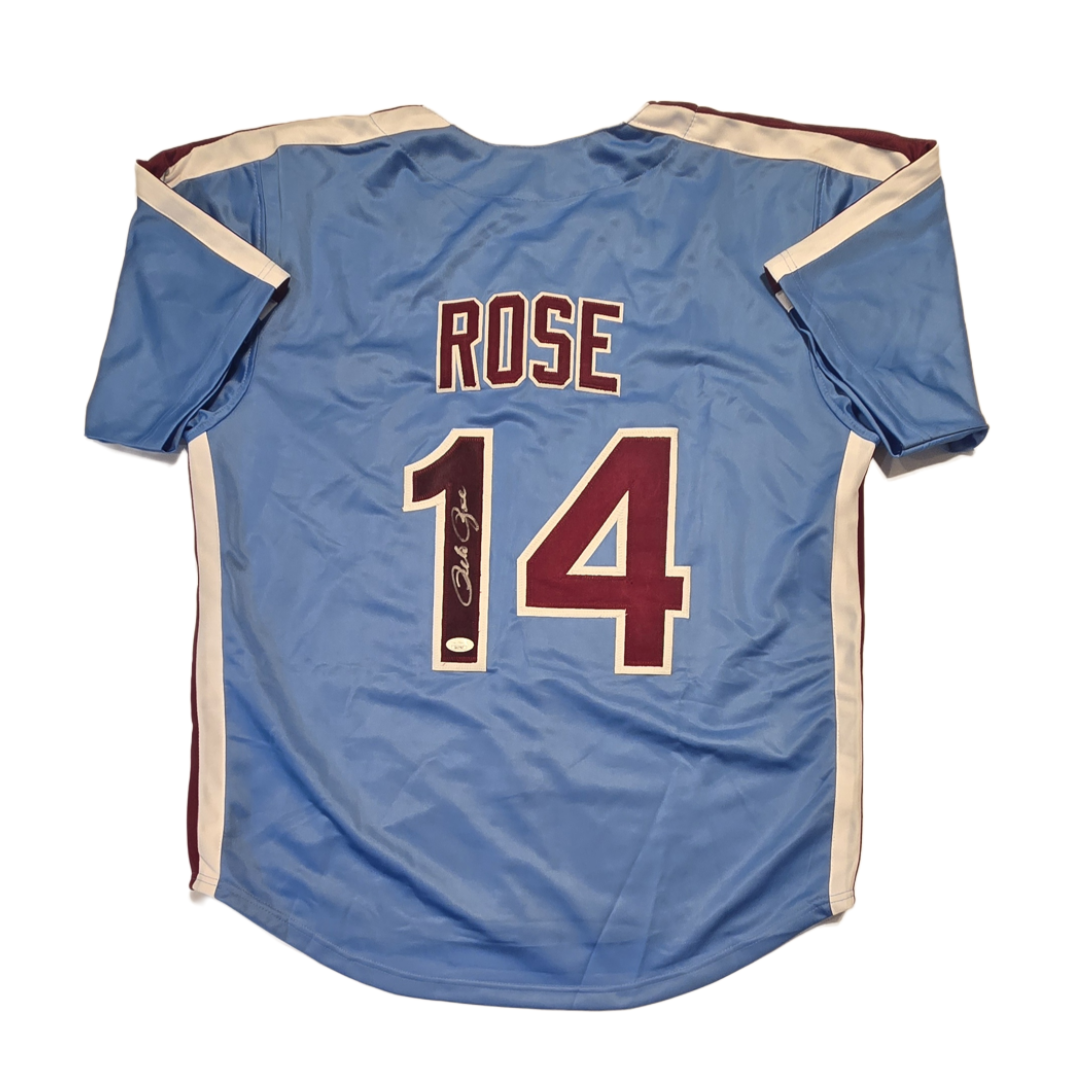 Pete Rose of the Philadelphia Phillies signed baseball jersey JSA COA