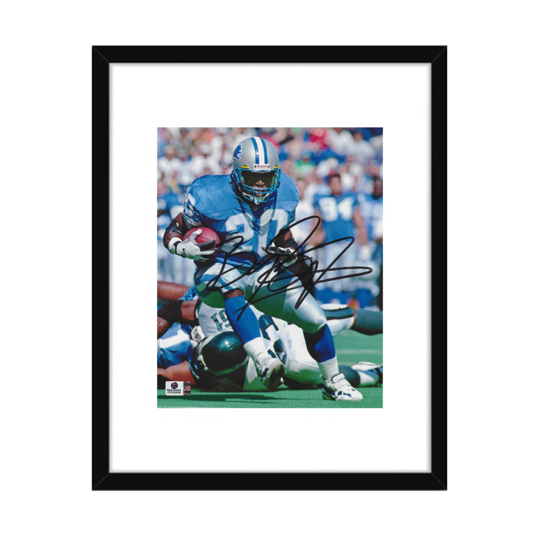 Barry Sanders Detroit Lions Autographed 8x10 Photo coa W/Frame