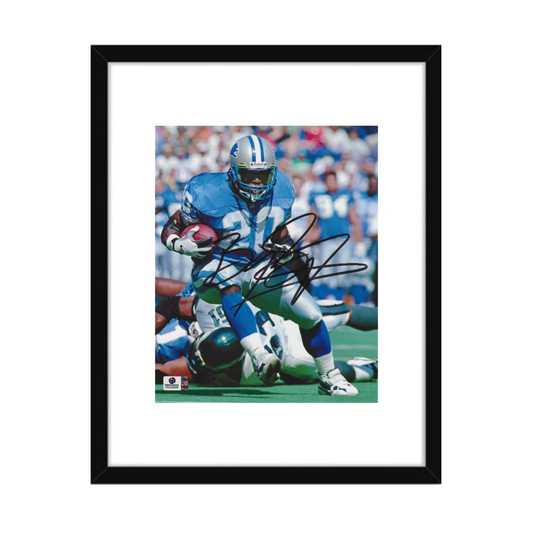 Barry Sanders Detroit Lions Autographed 8x10 Photo coa W/Frame