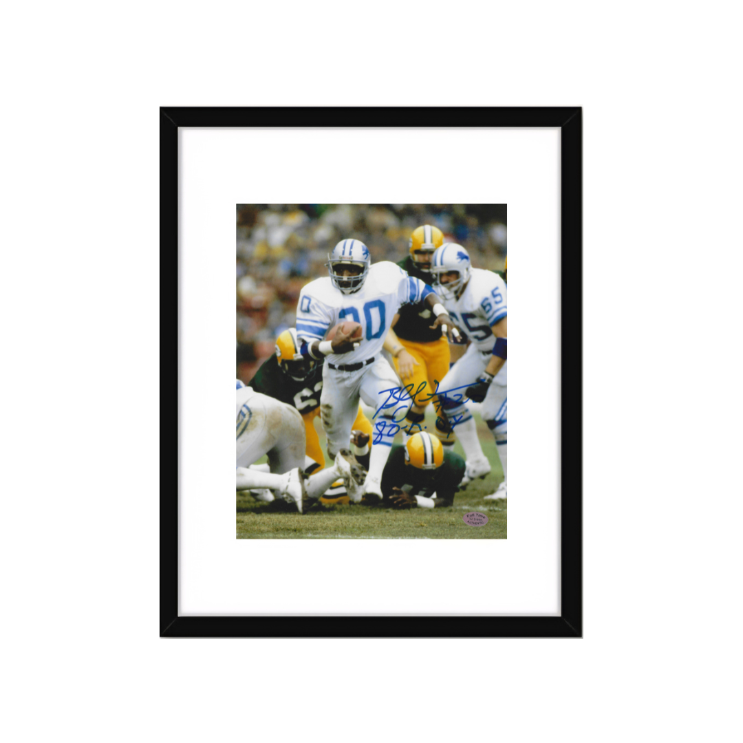 Billy Sims Detroit Lions Autographed & Inscribed 8x10 Photo With COA W/Frame - Fan Freaks