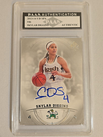 Skylar Diggins Notre Dame Fighting Irish autographed basketball trading card in protective slab