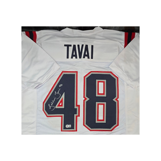 Jehlani Tavai New England Patriots Autographed Custom Football Jersey Hologram - Fan Freaks